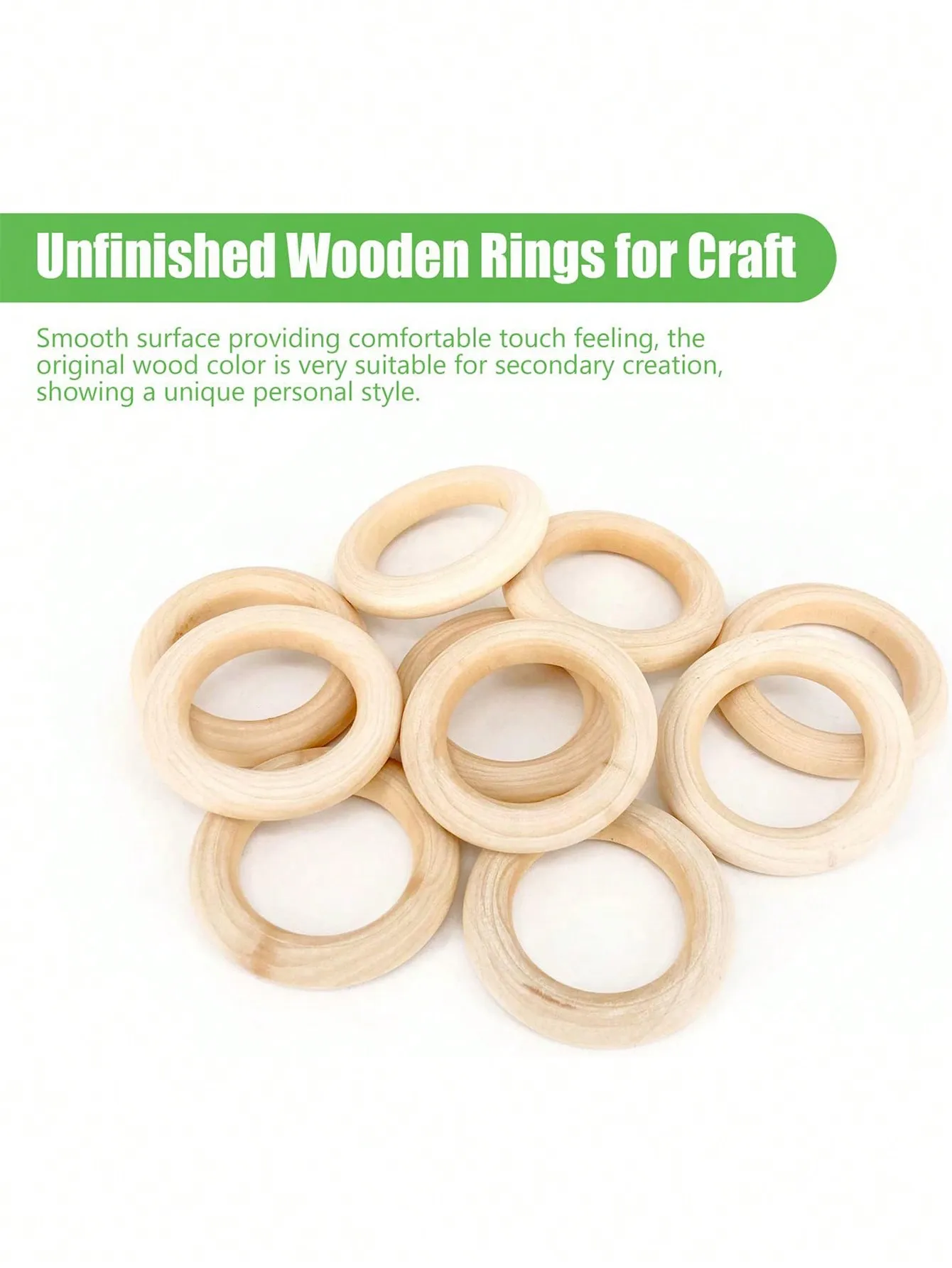 Natural Wood Rings for Crafts, Macrame Rings for DIY, Wooden Rings Without Paint, Pendant Connectors