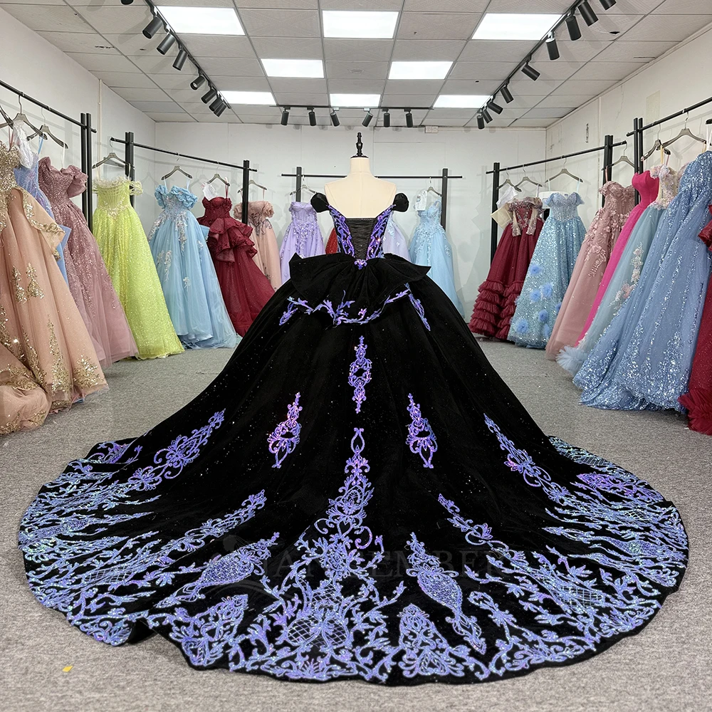 Romantic Off-shoulder Quinceanera Dress Charming Party Dress Shiny Cap Sleeves Party Gown 16 Customized vestido de 15 quinceañer