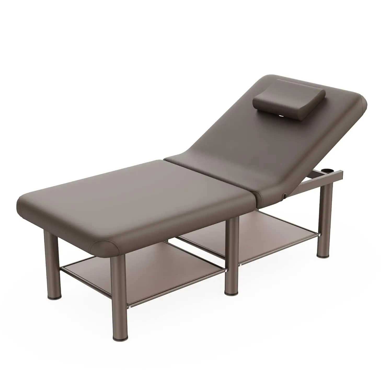 

Foldable Massage Table w/ Backrest Storage 6-Round Metal Frame PU Leather 30.5x75in Spa Facial Bed, Custom
