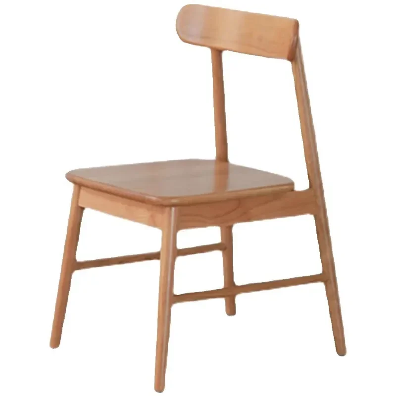 Household cherry wood simple back chair, restaurant dining table and chairs log color