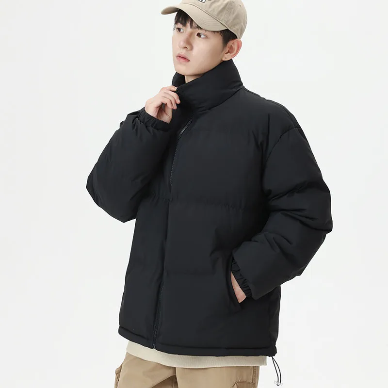 

Winter Fashion Men’s Stand Collar Zipper Long Sleeve Casual Trendy Solid Color Simple Basic Quilted Jackets Male Clothes Coats