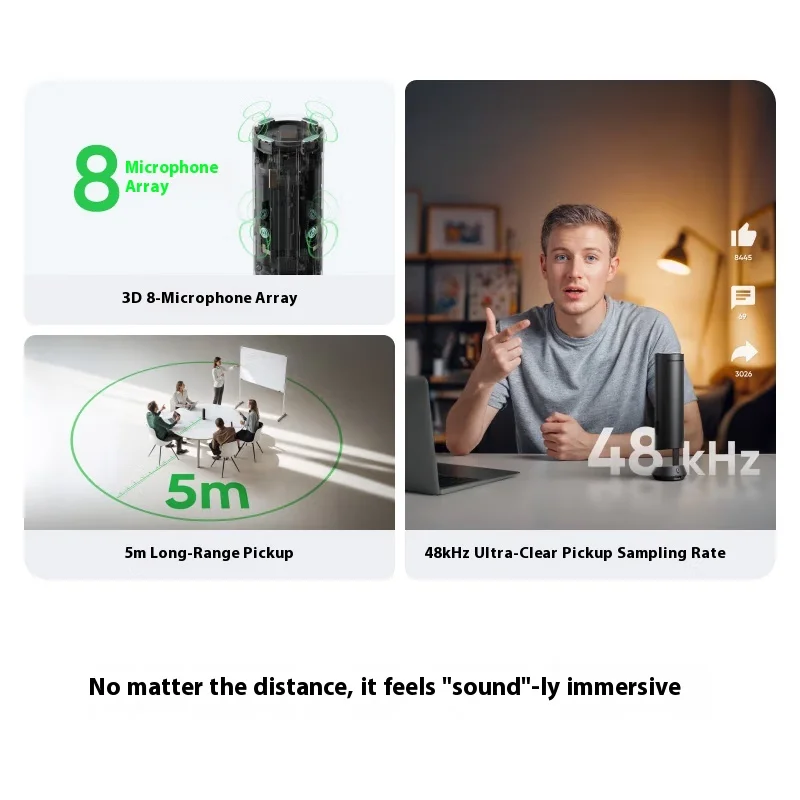 Insta360 Wave AI Omnidirectional Microphone & Speaker 360° 5-Meter Pickup Range Smart Noise Reduction Wireless Bluetooth Live