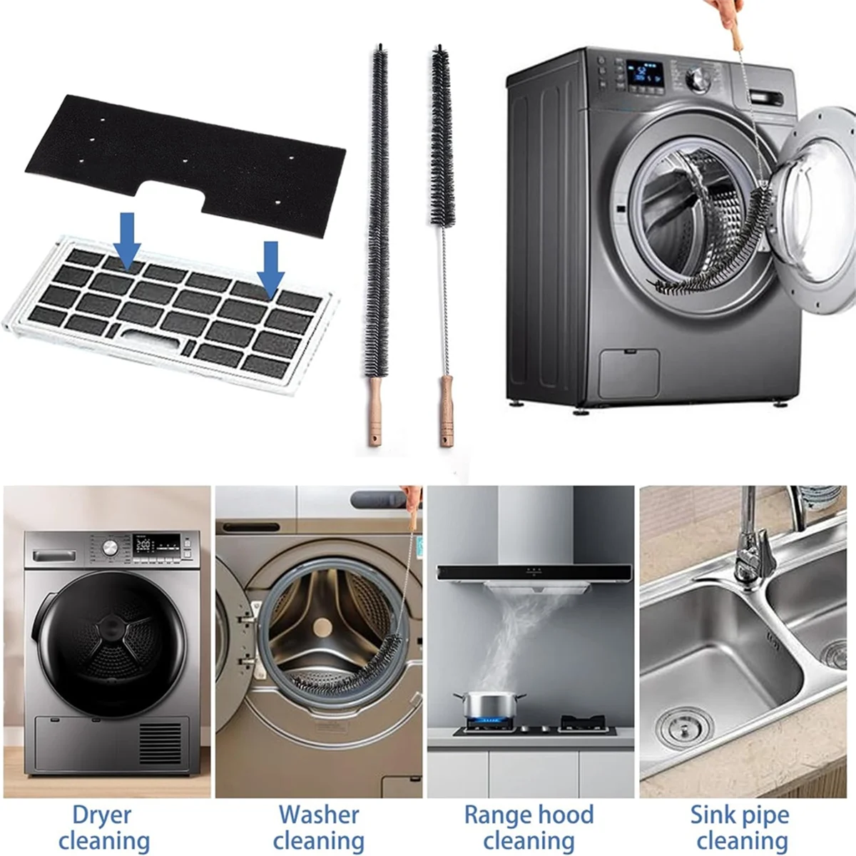 WDL WH01X35719 Lint Filter & Dryer Vent Brush for Washer Dryer Filter Sponge Replacement Parts Washer Dryer Combo