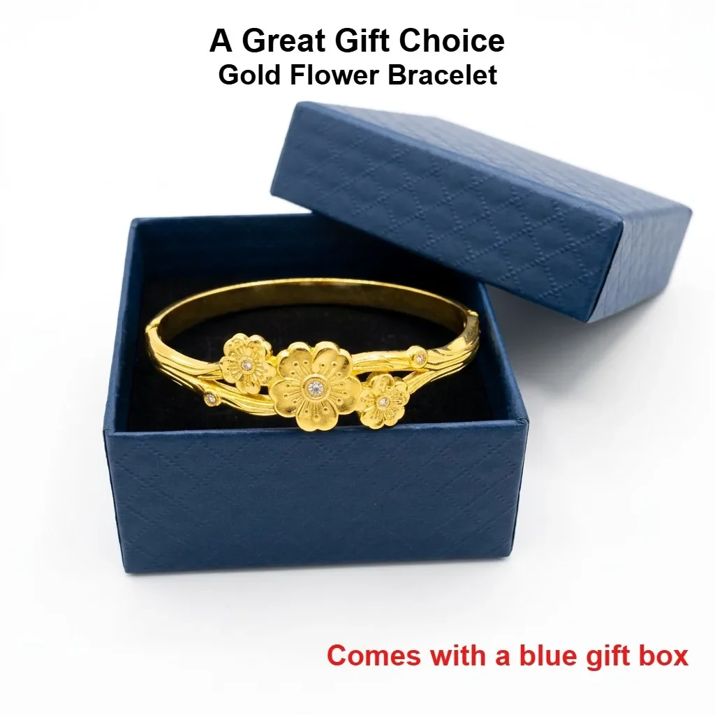 JP One Elegant Gold Color Snap Bracelet, Stainless Steel Flower Bangle, Luxe Feel Women's Jewelry