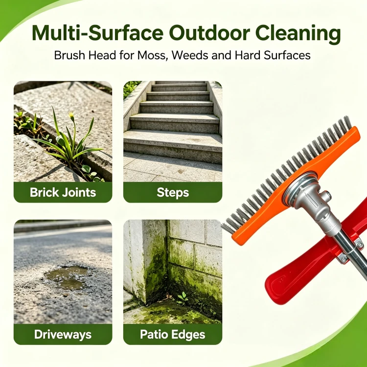 Universal Adjustable Handle Weeding Cleaning Brush Efficient Weed Remover Tool For Patio Tile Deck Garden Yard Farm Floor