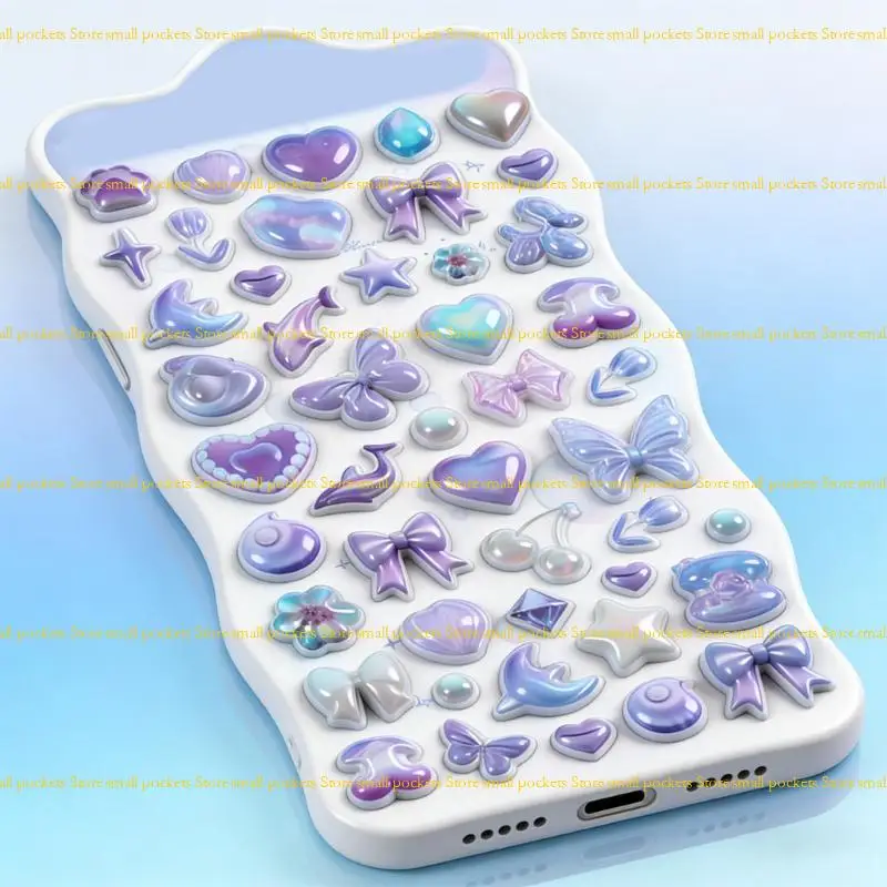 R1WD Embossed Decorative Sticker Adhesive PVC Resin Sticker For Water Bottle Pencil Case Notebook and Kids Room Wall Art