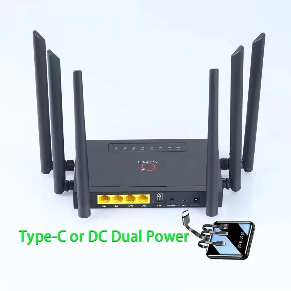 VEMO  4G WiFi Router 150Mbps Wireless WiFi Router SIM Card Slot Rj45 Broadband Router LTE 4G Wireless Router Hotspot Coverage