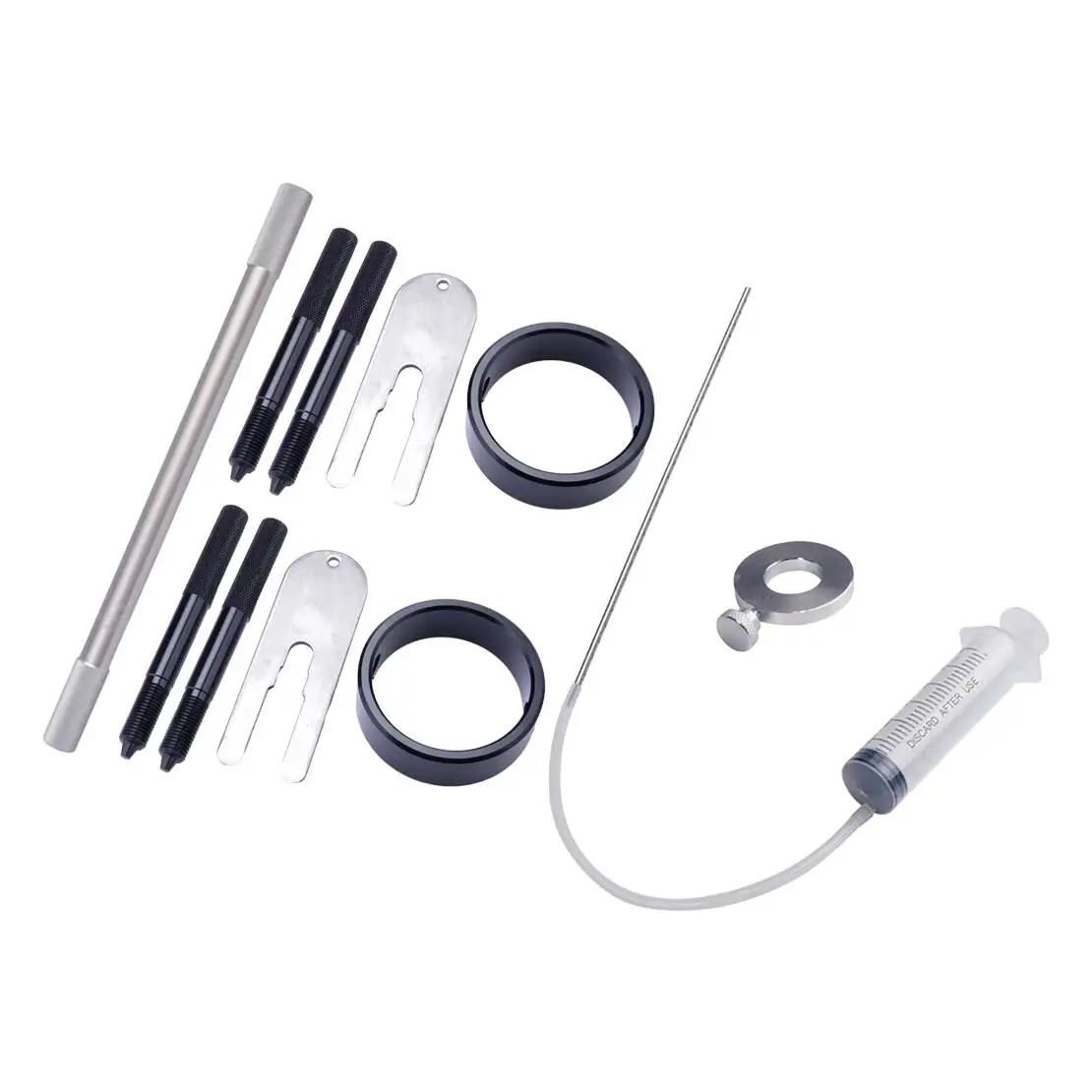 Motorcycle Aluminum Fork Spring Compressor Hand Holding Tool Bleeding Release Oil Injector Kit