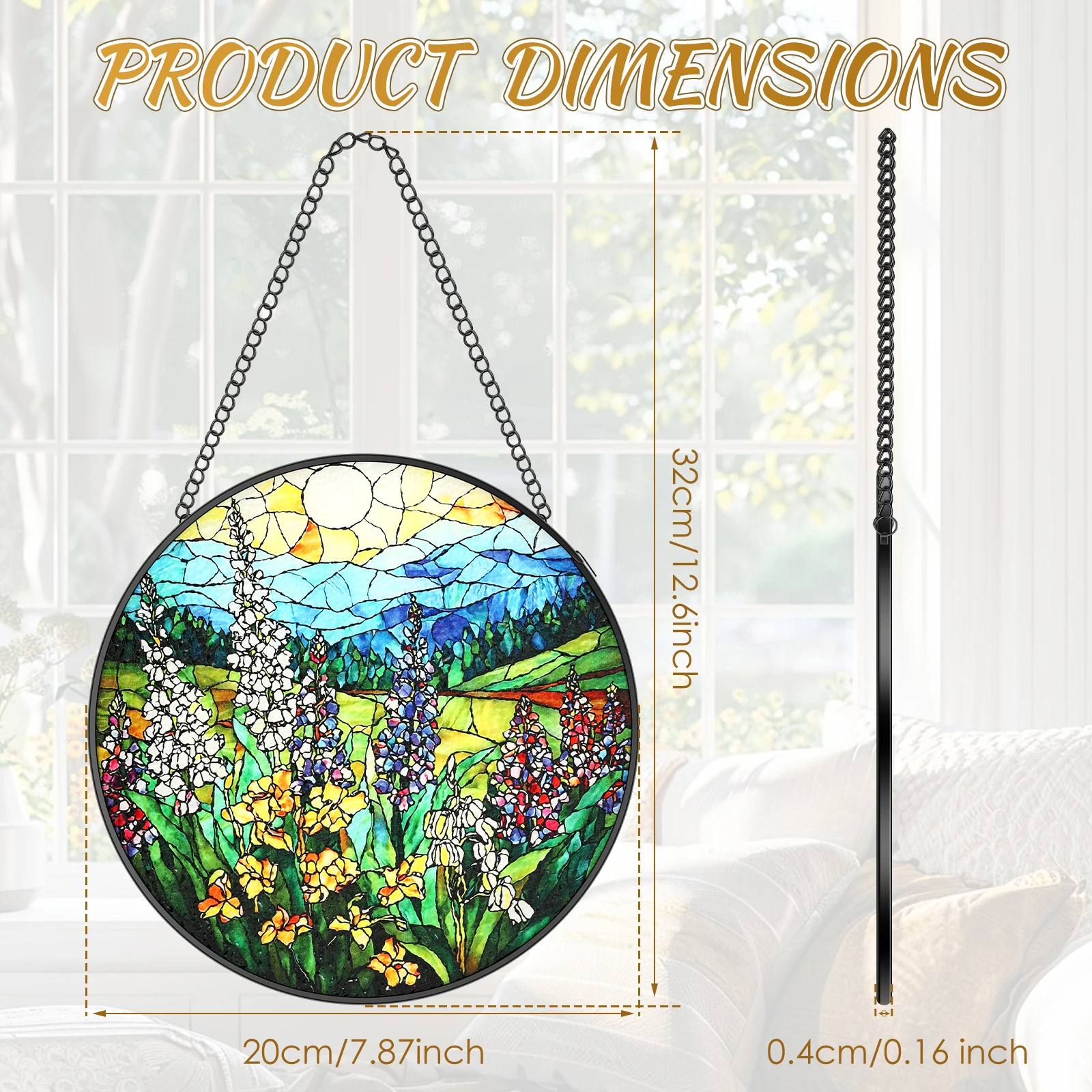 Colorful Stained Glass Suncatchers Window Flowers Home Wall Hanging Living Room Ornament Hand-Painted Panel Door Porch Decor