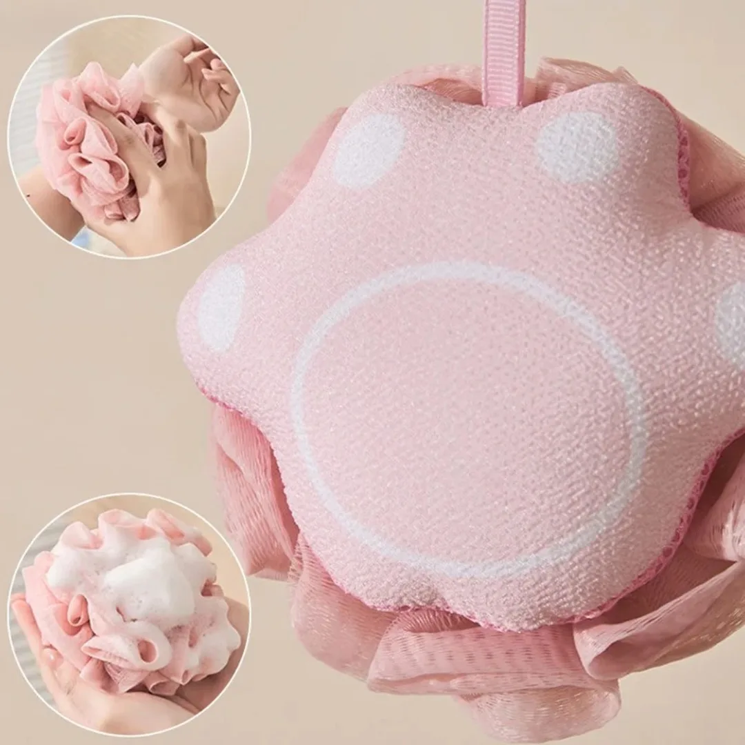 القط باو حمام زهرة منشفة لينة الكرتون لطيف كرة استحمام فقاعة معلقة حبل كرة استحمام الظهر فرك أداة سحرية لوازم الحمام