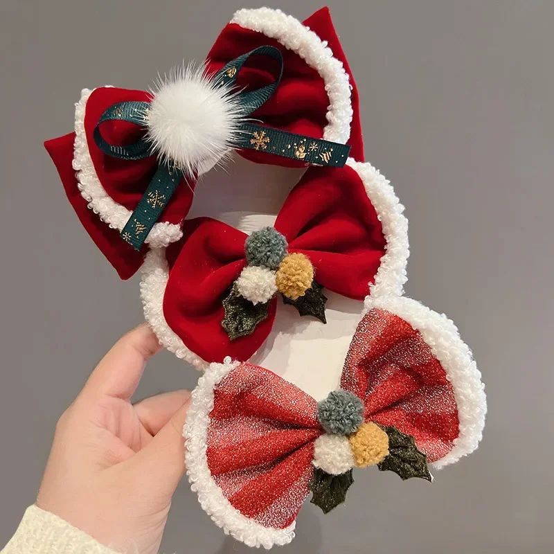 

Детские заколки для волос, заколка для волос с красным бантом, рождественская заколка для волос, рождественские заколки принцессы, головные уборы, аксессуары для волос для девочек и детей