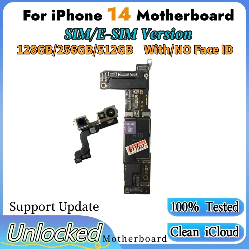 لوحة أم إصدار E-SIM/SIM لهاتف iPhone 14 لوحة رئيسية غير مقفلة iCloud مع/بدون معرف الوجه يدعم لوحة منطق تحديث IOS #1
