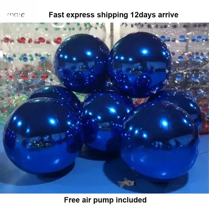 Giant Inflatable Blue Mirror Ball  Elegant Nightclub Refective Disco Balloon Party Wedding Huge Floating Sphere Event Decoration