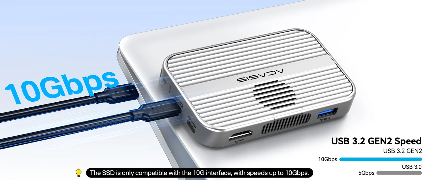 Acasis Magnetische USB-C-Dockingstation M.2 NVMe SSD-Gehäuse mit Lüfter 4K HDMI 100W PD-Unterstützung SSD 2230/42/60/80mm iPhone16 17 – Detail 6