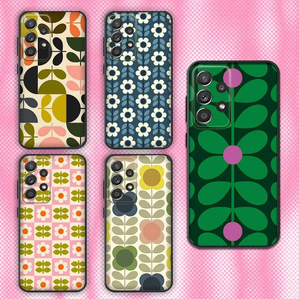 

Multi Stem Orla K-Kiely Folio Phone Case For Samsung Galaxy A13,A21s,A22,A31,A32,A52,A53,A71,A80,Soft Black Shell
