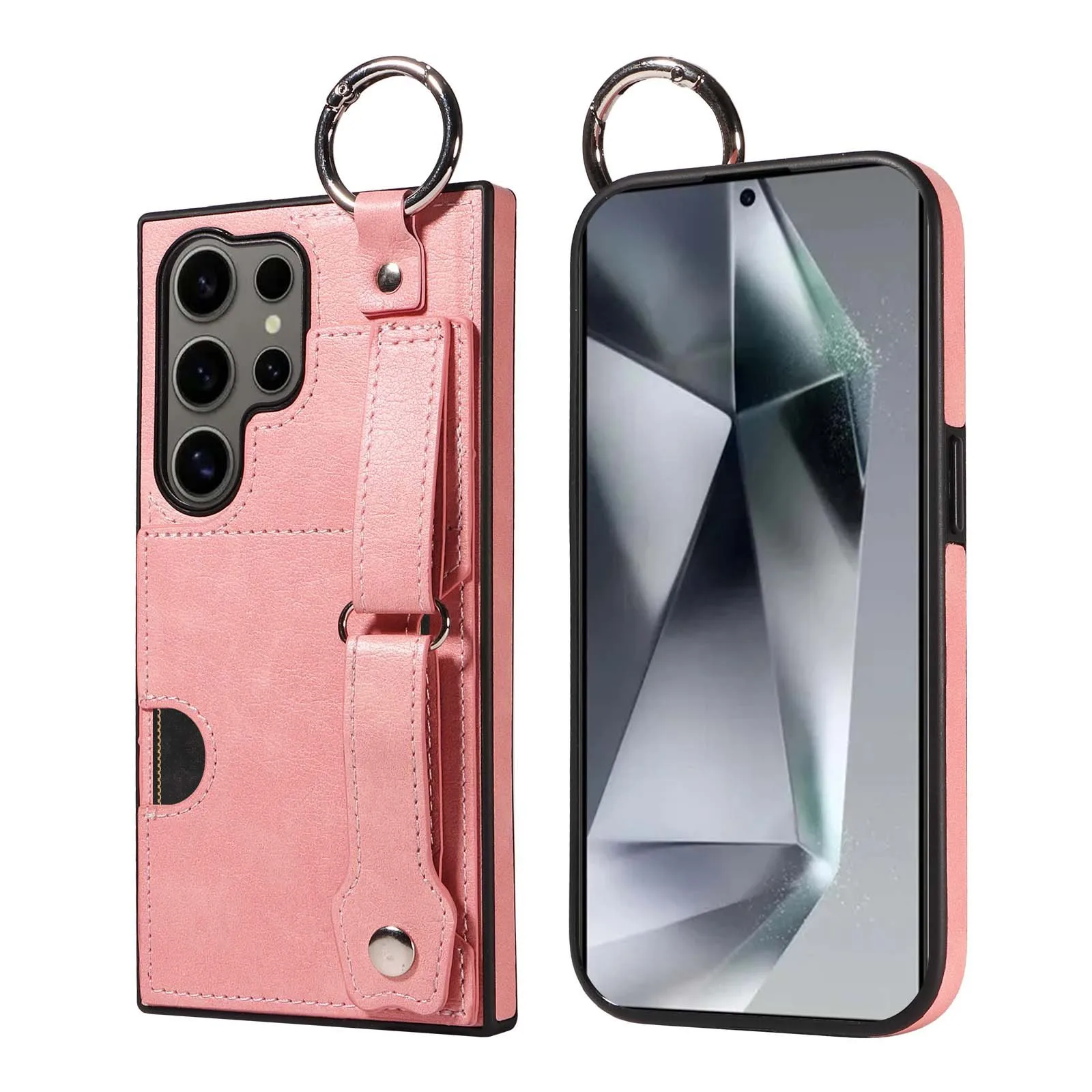 

Anti-Skid Card Slot Ring PU Leather Case with Wrist band For Samsung S24 S23 S21 FE Plus Ultra A05S A12 A13 A14 A15 A52S 4G 5G