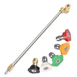 Pressure Washer Extension Wand With180 Degree Pivoting Coupler Adapter And 5 Angle Quick Connect Nozzles