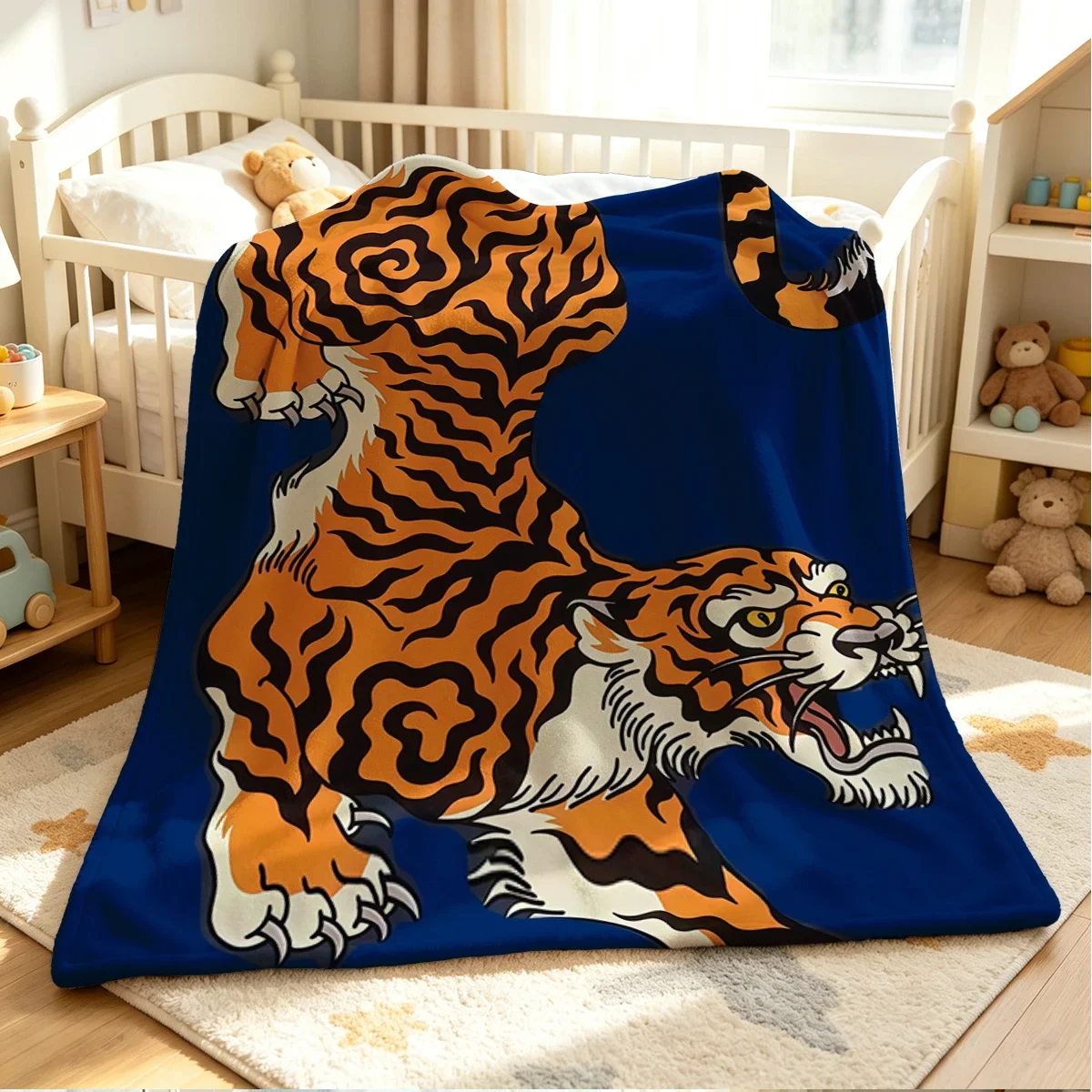 Fierce Tiger Flannel Blanket Warm Soft Halloween Christmas Couch Cozy Decorative Gift All Season