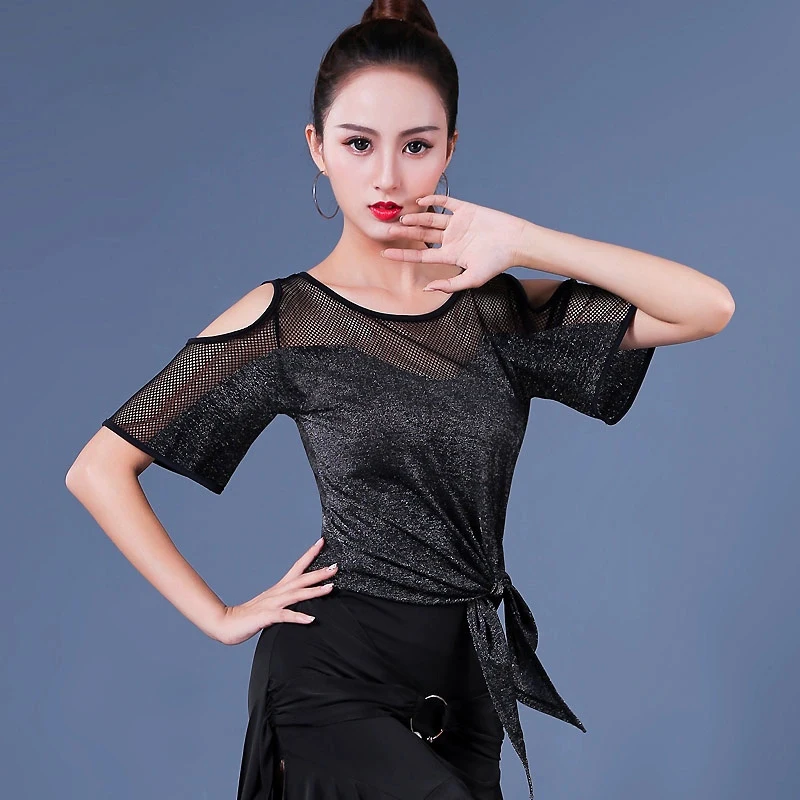 Perspective Dancewear Women Tops Sexy New Latin Dance Tops Mesh Modern Line Dance Top Sequins Suit Women's Clothing Stage Wear