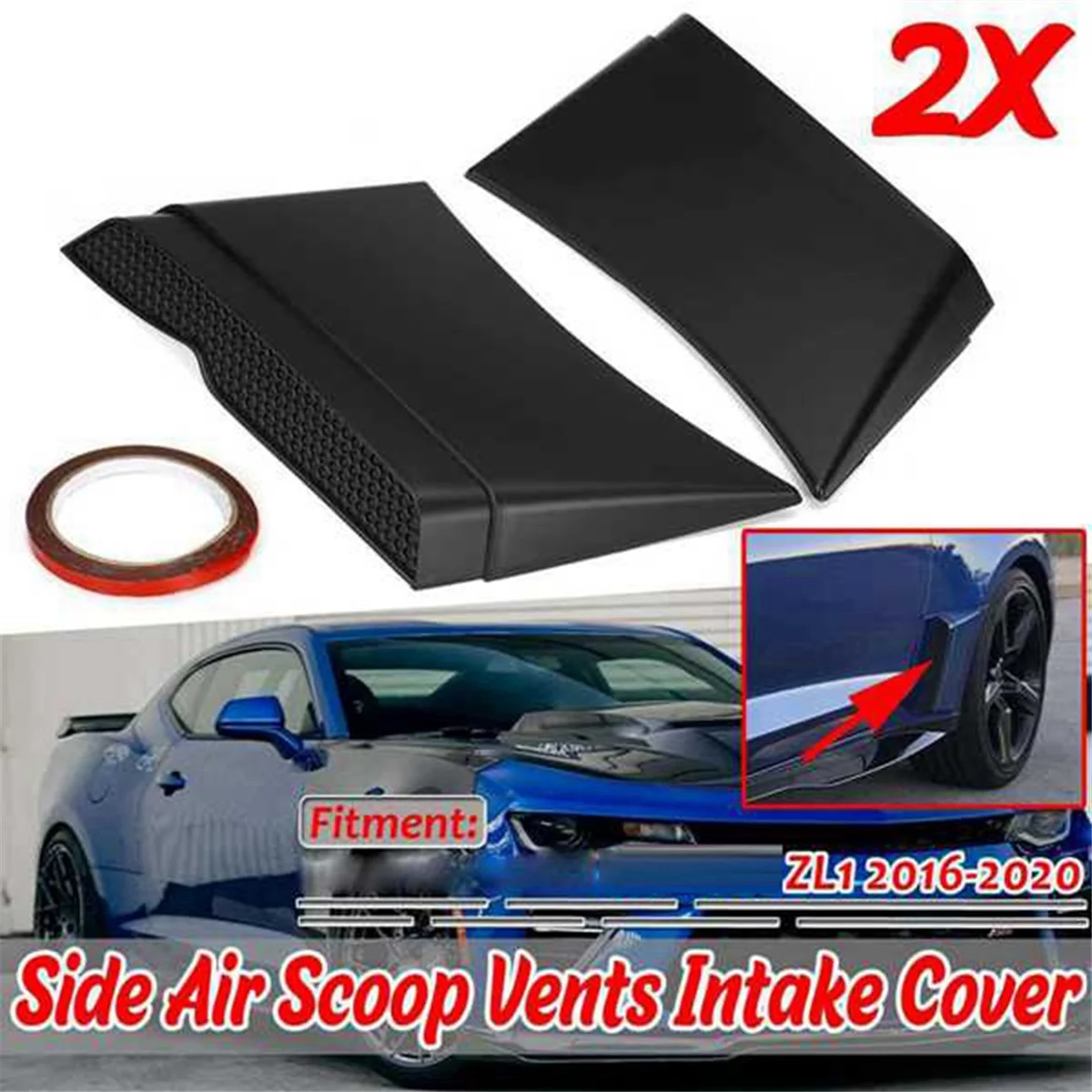 สีดํารถด้านหลัง Scoop Air Vents Intake Outlet Trim สําหรับ 2016-2020