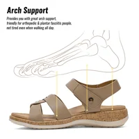 Women Open Toe Flat Sandals Arch Support Adjustable Comfort Summer Beach Casual Walking Shoes - Image 4