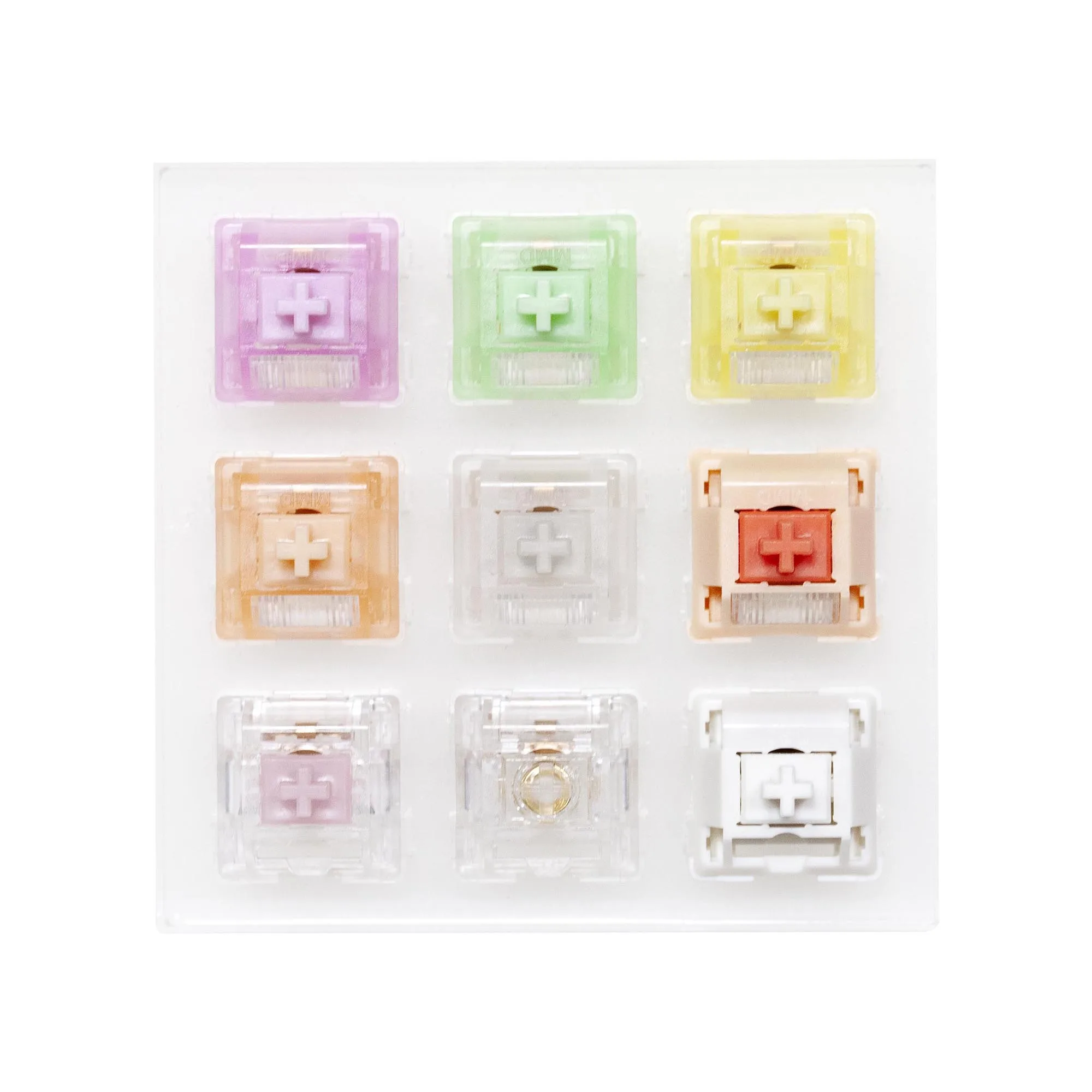 MMD 9 switch tester switches with blank keycaps acrylic base for INK Purple Green Yellow Orange White NP Silent Aqua King NEO