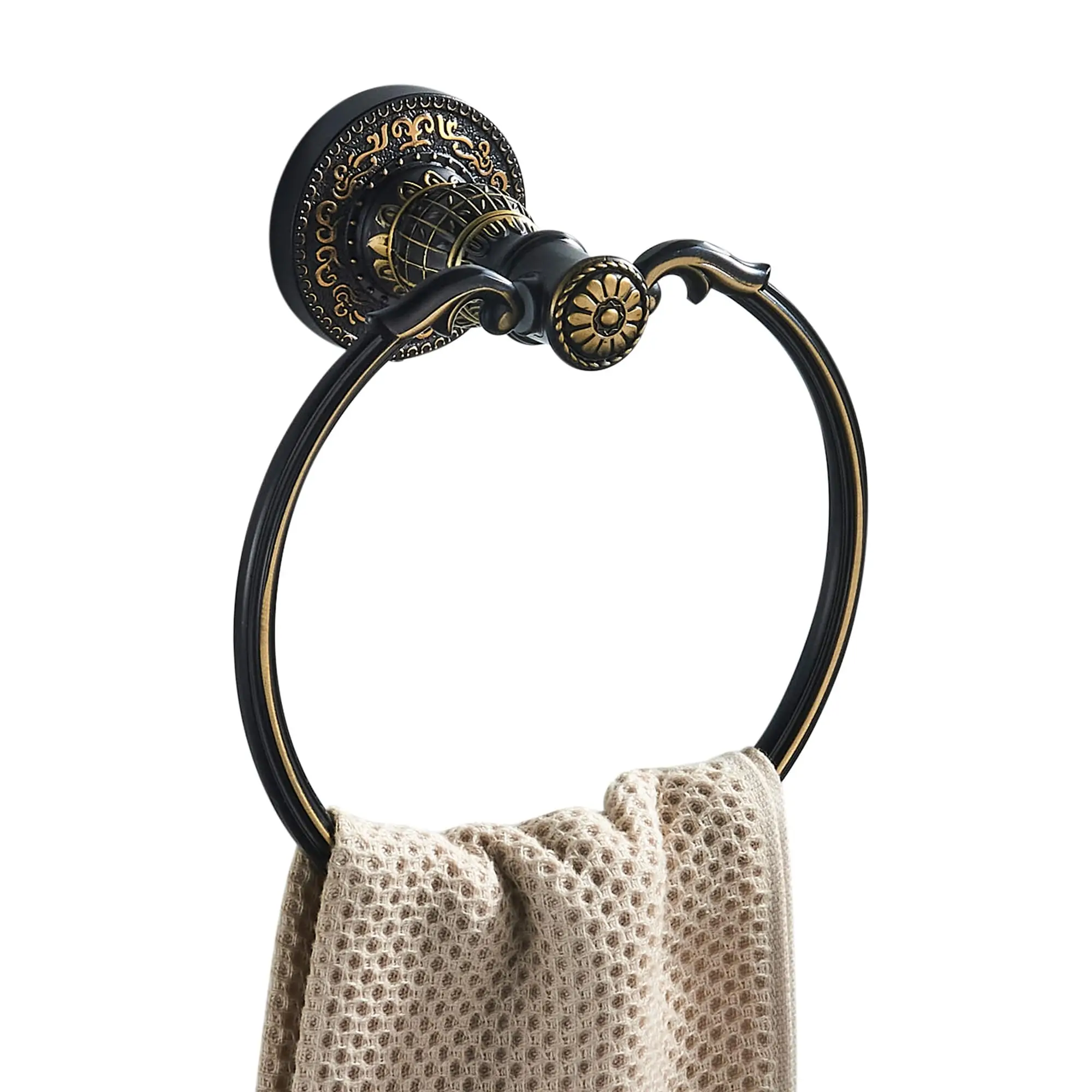 

Wall Mounted Bathroom Towel Ring Black Antique Bronze Gold Towel Holder