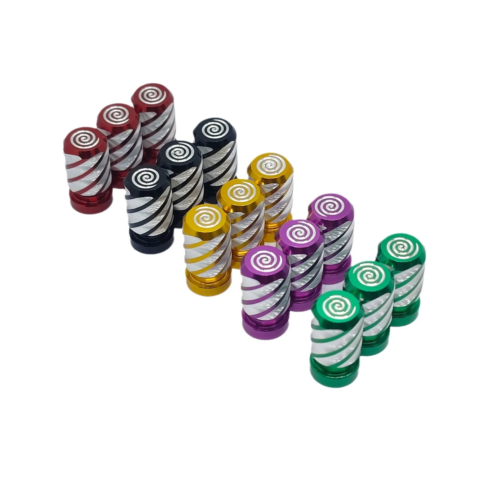 4Pcs New Style Valve Stem Caps, No.10 Floral Series, Universal US Standard Threaded Valve Caps for Export, Factory Direct Supply