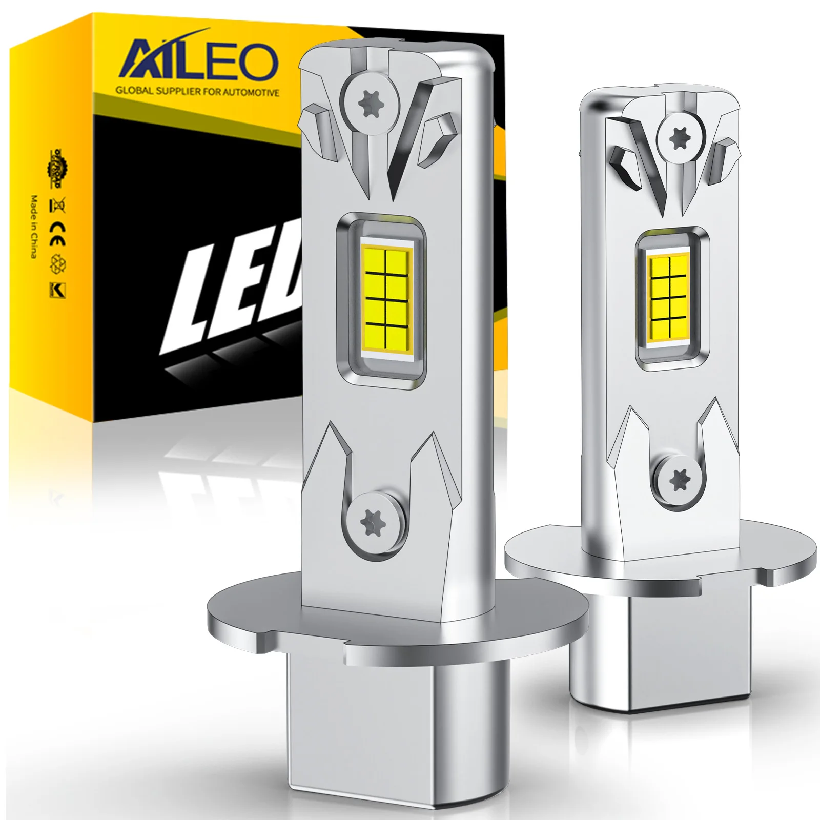 AILEO H3 LED LED H3 20000LM 60W 6500K Fanless CSP 12V Quick Install Car Headlight Bulbs 2 Pcs