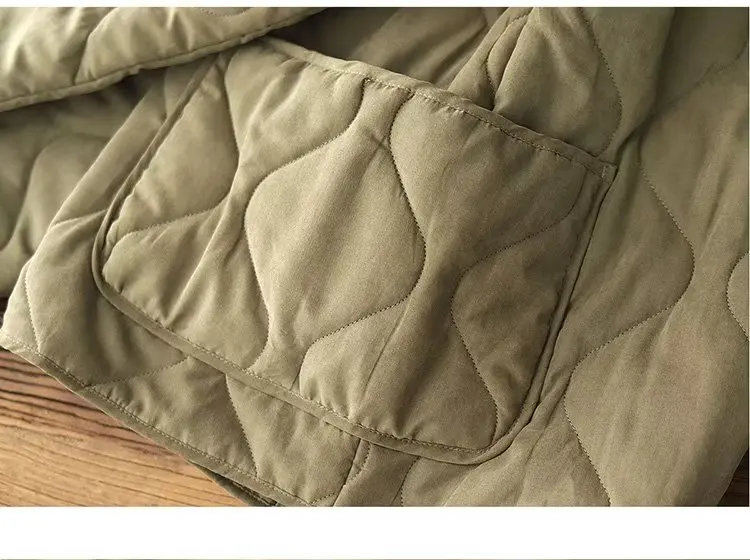 Vintage gepolsterte Liner Männer Frauen Amekaji Hulugrid Quilten verdickte Parkas einfarbige Unisex Cargo Jacken Winter Tops mit Rundhals ausschnitt