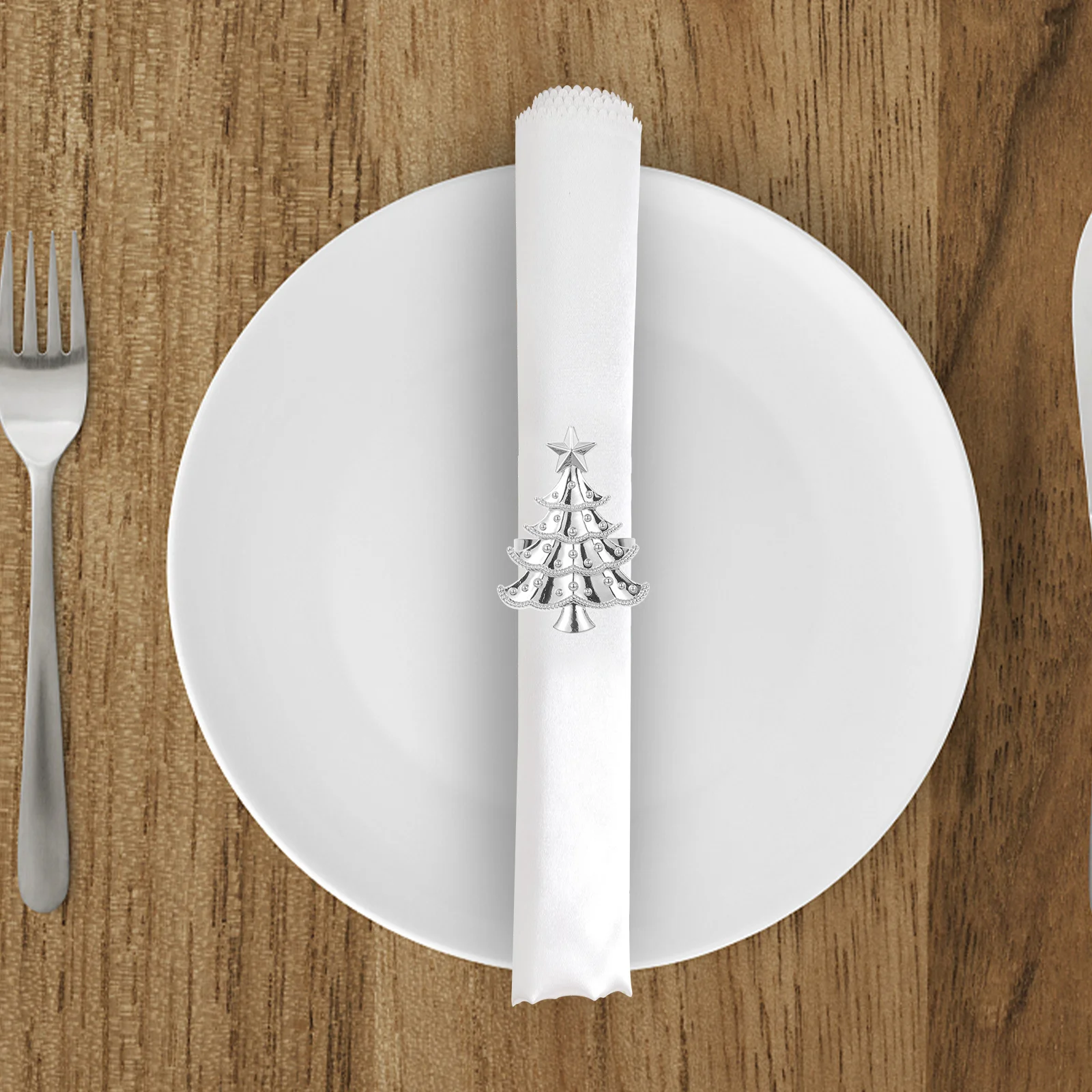 

6pcs Napkin Rings Christmas Tree Shape Alloy Table Decor For Party Xmas Dinner Napkin Buckles Holder Serviette Clips Metal Ring