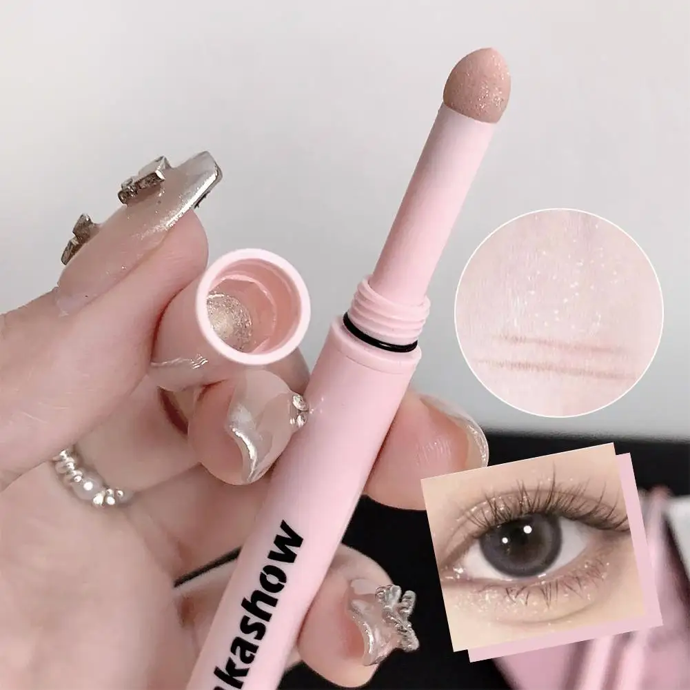 kakashow Makeup - Double-ended Blush Stick Sponge, Double-end Lying Silkworm Eyeliner Pencil,Diamond Glitter Matte Face Brighten