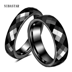 4MM/6MM Black Rose Gold  Faceted Edge Dome Polished Tungsten Carbide Wedding Band Couple Rings for Women Men Size 5-12