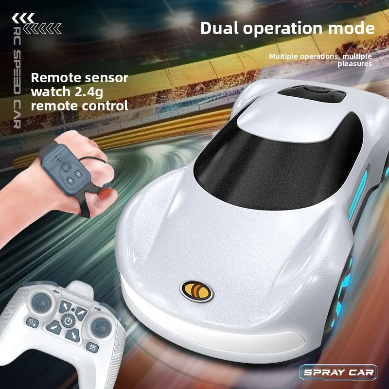 New Energy Concept Car RC, Gesture Sensing Cool Lights Spray Drift Racing Remote Control Vehicle for Kids Gift