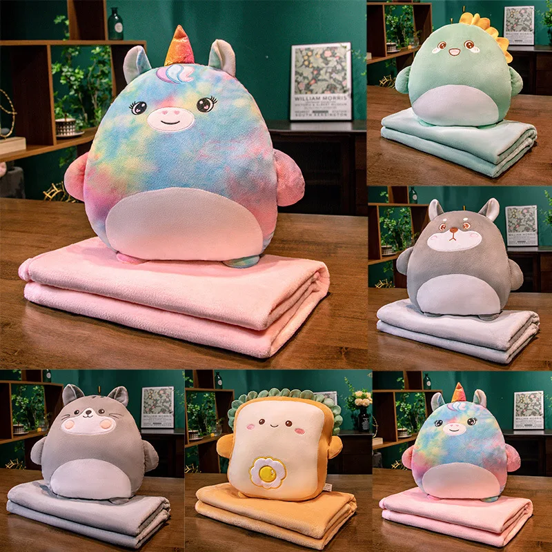 1pcs Cartoon Toast Warm Hands Pillow Blanket 3-in-1 Student Handheld Office Warm Hands Home Backrest Pillows Cartoon Cute Pillow