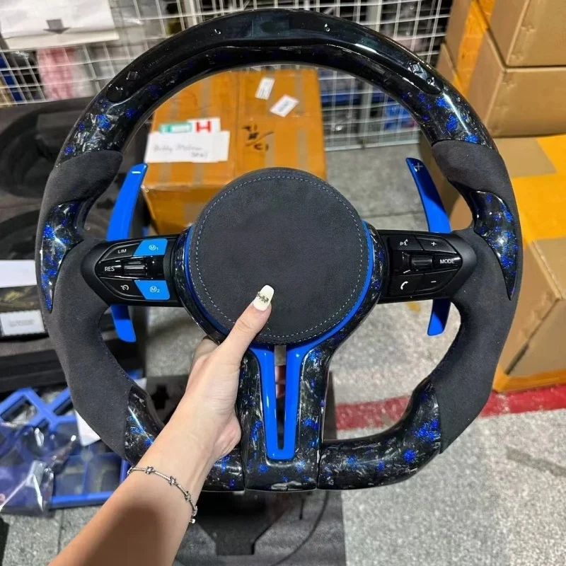 LED Perforated Leather Forged Carbon Steering Wheel For BMW F20 F22 F30 F32 F34 F36 F80 M3 F10 F11 F82 M4 F15 X5 F25 X3 F26 view 3