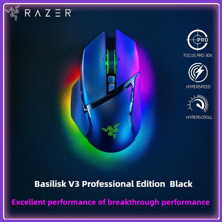 

Игровая мышь Razer Basilisk V3 Pro, 30000 точек на дюйм, 11 программируемых кнопок, оптический датчик FOCUS PRO 30K, 13 зон, меняющие цвет