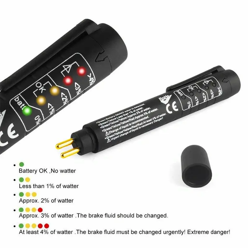 Universal Brake Fluid Tester Accurate Oil Quality Diagnostic Tools LED Indicator Liquid Testing Pen Automotive Brake Oil Tester