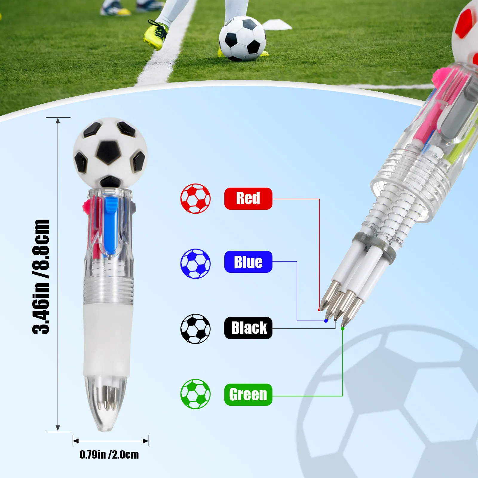 12Pcs Sports Ballpoint Pens Colorful Football Ballpoint Pens Classroom Rewards And Soccer Party Gifts, School Office Supplies