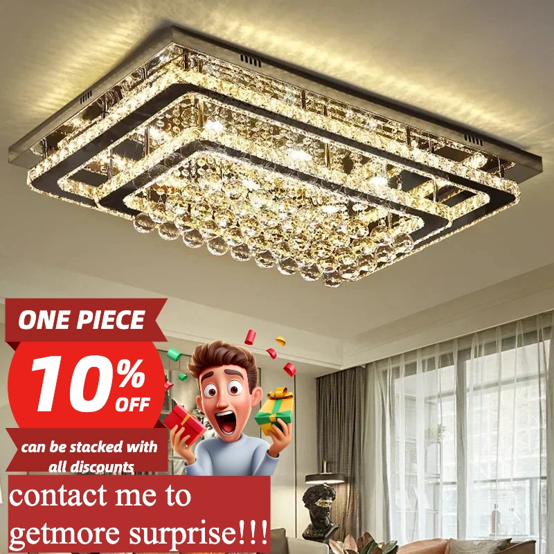 Modern Luxury Crystal LED Chandelier For Living Room Bedroom Dining Room Kitchen Ceiling Lamp Silver Chrome Remote Control Light