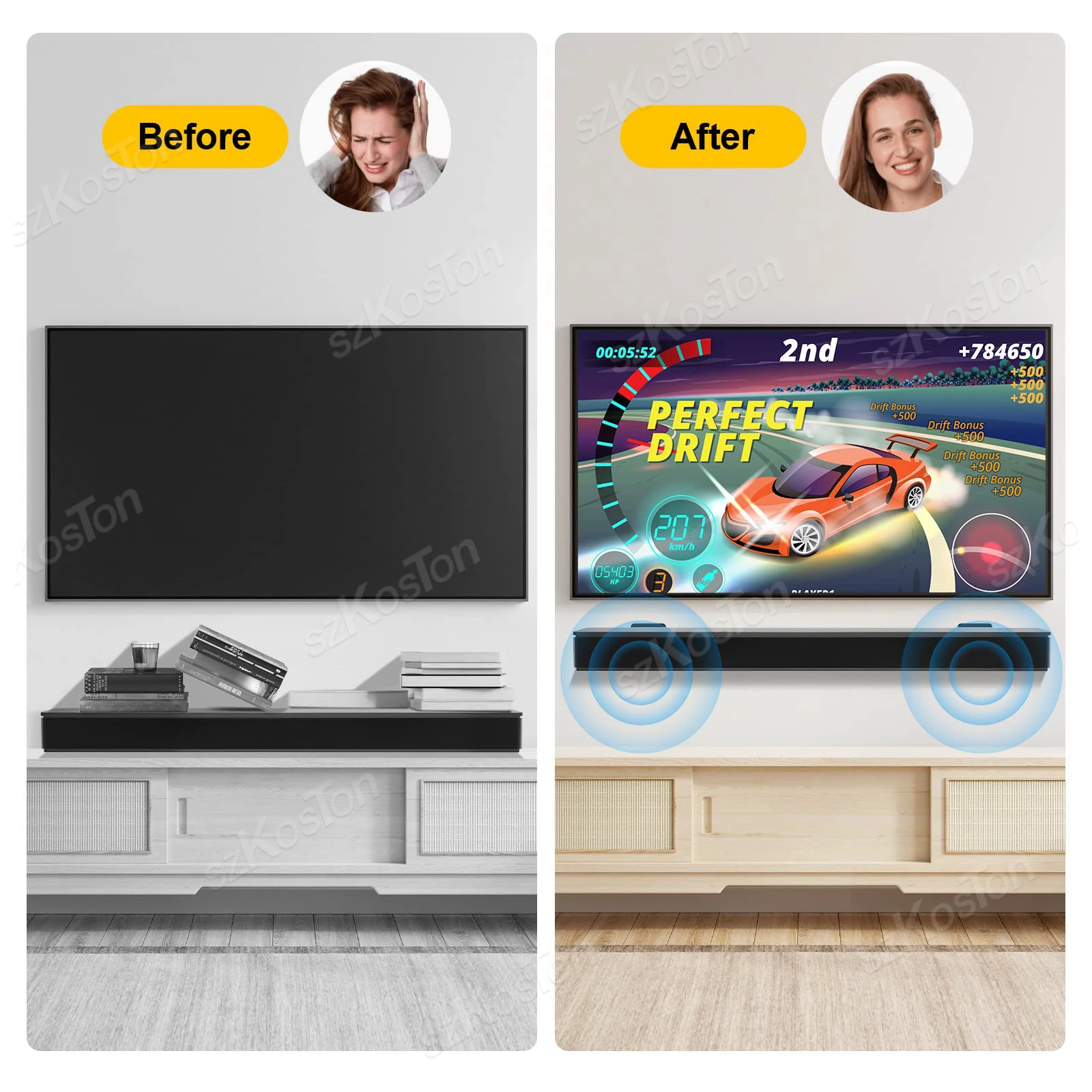 2 ชิ้น Soundbar Mount Wall วงเล็บภายใต้ทีวี Universal Sound bar Mounts ผู้ถือขาตั้งลําโพงสําหรับ Samsung Bose LG Sony JBL