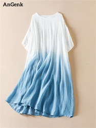 Oversize Cotton Vintage Dresses For Women 2026 New Summer Casual Loose Long Dress Femme Robe Office Lady Work Elegant Clothing