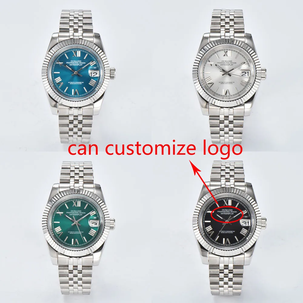 39mm men's NH35 Roman automatic watches with Japanese NH35 automatic movement sapphire crystal rose gold case can customize logo