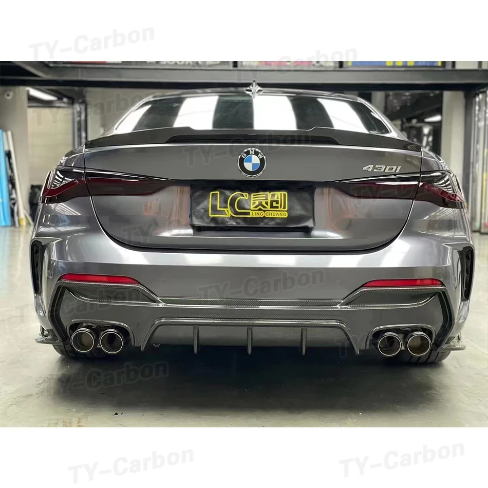 New G22 G23 3pcs Carbon Fiber Rear Diffuser Bumper Lip Splitter Spoiler For BMW 4 Series G22 G23 M440i MT Car Tuning 2020+