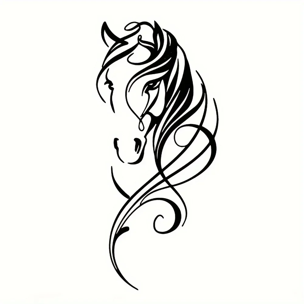 

1PC Tribal Horse Head Vehicle Sticker for Car Motorcycle Equestrian Design Decal for Exterior Personalization & Stylish Fit