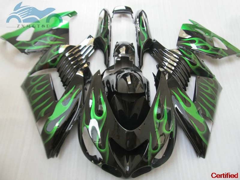 Upgrade fairings kit for Kawasaki Ninja ZX14R 2006-2010 2011 fairing kits ZX 14R 06-11 green flames sets