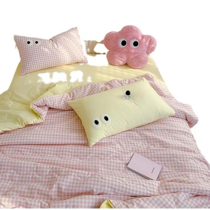 Washed cloud cotton summer blanket, four piece set, double person summer air conditioning, machine washable student dormitory bl