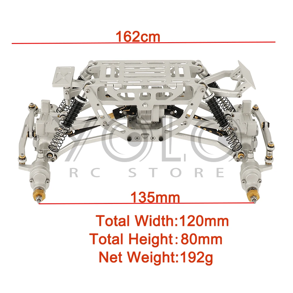 Aluminum Alloy All Metal Assembled Car Chasiss Frame Kit with Axles for 1/24 Axial AX24 AXI00003 Car Truck Model RC Car Upgrade