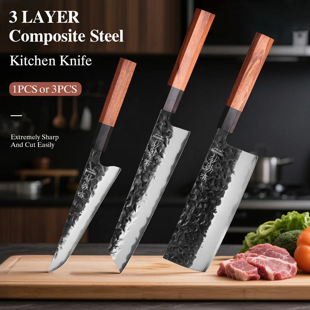 

Набор кухонных ножей, 1 шт., универсальный нож Honesuki Nakiri Kiritsuke, японский композитный стальной нож, профессиональный набор ножей шеф-повара