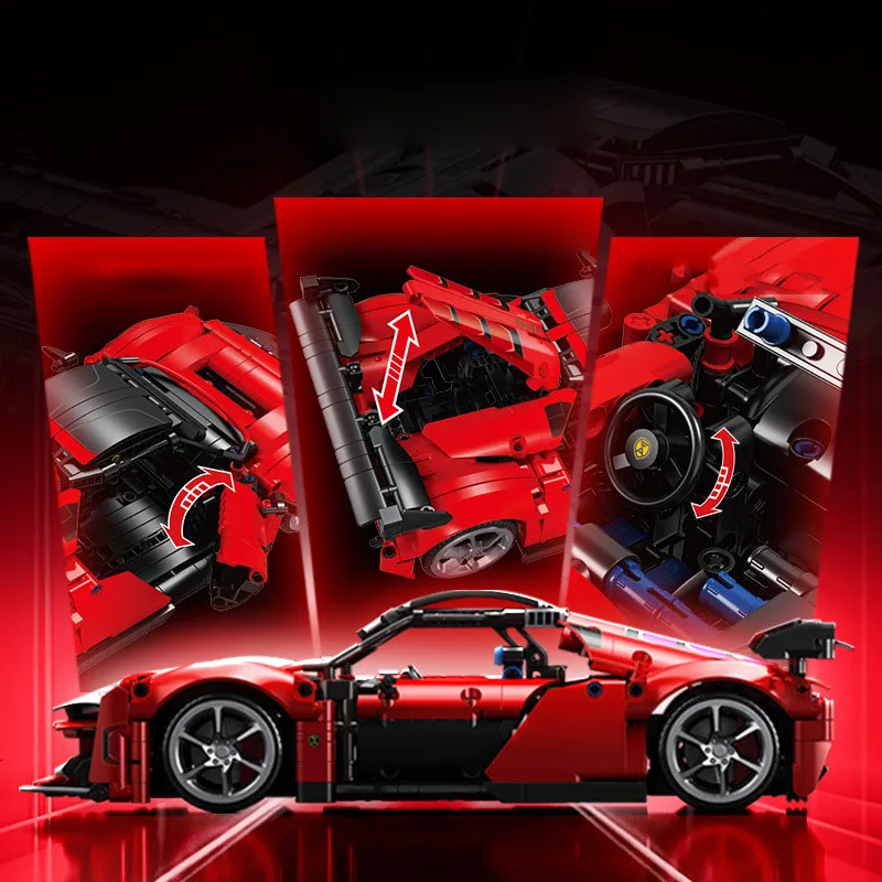 Mattoni tecnici Italia Super Sport Car Scala 1:14 F80 Building Block Modello Veicolo da corsa Supercar Collezione di giocattoli da costruzione